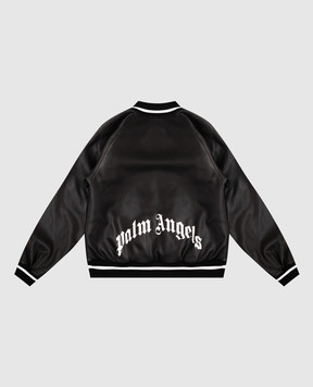 Palm Angels Дитячий чорний бомбер з логотипом PBEK001F25FAB001612
