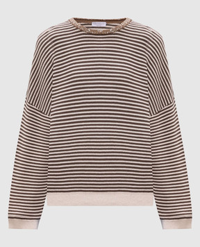 Brunello Cucinelli Бежевый джемпер в полоску M19253610