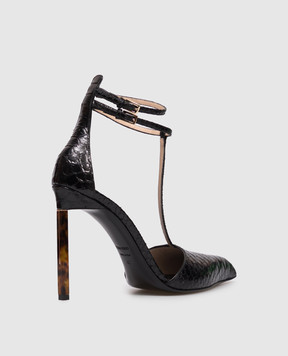 Tom Ford Черные кожаные туфли с тиснением под кожу рептилии W3763LCL516P