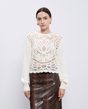 Twinset Белый ажурный джемпер с шерстью 242TP3471