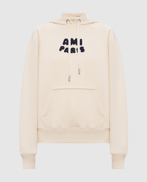 Ami Paris Бежевые худи с фактурным логотипом USW275747w