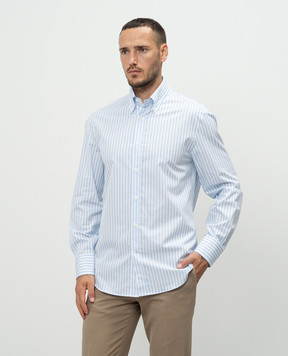 Brunello Cucinelli Блакитна сорочка в смужку MB6811716