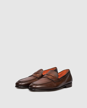 Santoni Коричневі шкіряні лофери MCNG18837SI9GMEM
