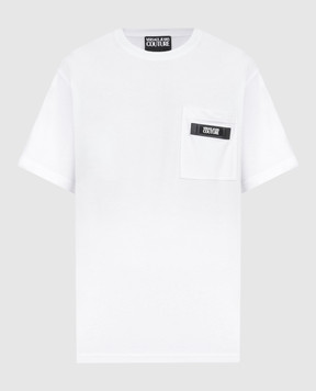 Versace Jeans Couture Белая футболка с нашивкой логотипа 76GAHE05CJ00E