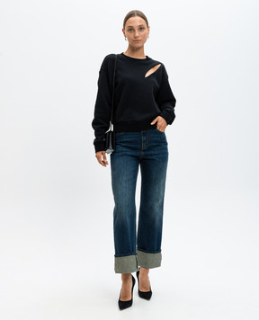 Alexander McQueen Сині джинси з відворотами з логотипом 797823QMACS