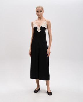 Jil Sander Чорна сукня міді з мереживом J02CT0468J76018