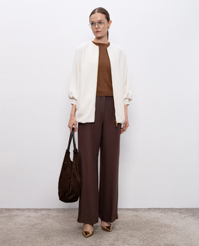 Max Mara Коричневый топ PILA из шерсти и шелка PILA