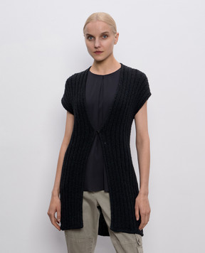 Brunello Cucinelli Черный кардиган с льном с пайетками M9X336436