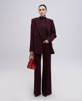 Victoria Beckham Бордовый двубортный жакет с шерстью 1225WJK006543A
