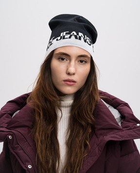 Versace Jeans Couture Черная шапка с шерстью с узором логотипа 77HAZK57ZG315
