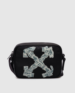 Off-White Чорна сумка з принтом емблеми логотипа OMNQ099S25FAB002