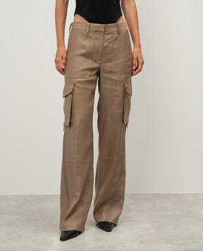 Helmut Lang Коричневі штани карго з льоном O04HW202