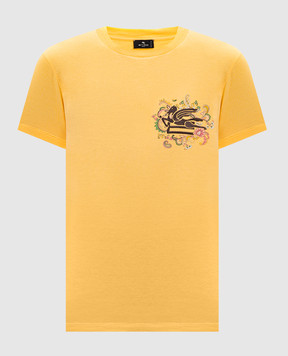 Etro Жовта футболка з вишивкою логотипа WRMA0006AK788