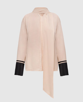 Victoria Beckham Розовая блуза из шелка с контрастными манжетами 1124WSH005274A