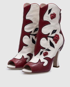 Miu Miu Білі шкіряні ботильйони Feather Rose 5TP073