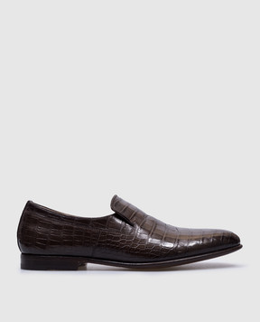 Santoni Коричневые лоферы из кожи крокодила MCWI12146