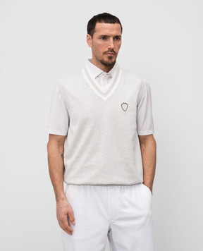 Brunello Cucinelli Сірий жилет з нашивкою емблеми логотипа M29203607F