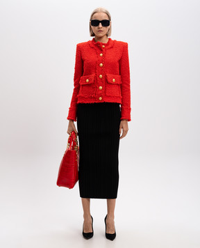 Balmain Черная юбка миди в рубчик DF0LD019KH70