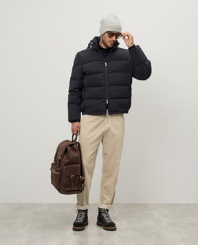 Brunello Cucinelli Синій стьобаний пуховик MM4911836