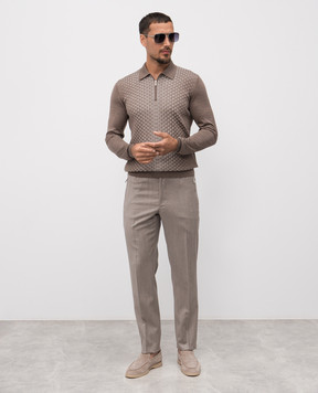 Bertolo Cashmere Коричневое поло из шерсти и шелка 902518002531