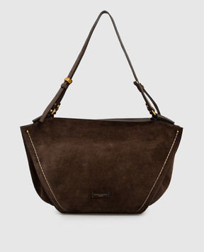 Gianni Chiarini Коричнева замшева сумка-тоут BLOOM з логотипом BS12037CMPL