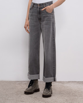 Brunello Cucinelli Сірі джинси з патчем логотипа MP095P4005