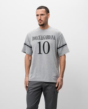 Dolce&Gabbana Сіра меланжева футболка з принтом логотипа G8SH7TG7O2O