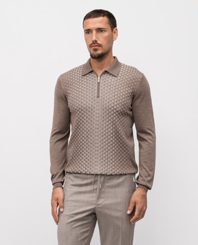 Bertolo Cashmere Коричневое поло из шерсти и шелка 902518002531