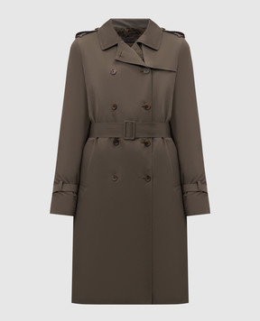 Simonetta Ravizza Зелений двобортний тренч на хутрі LOND1