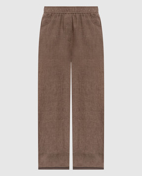 Brunello Cucinelli Коричневі штани з льону з ланцюжком моніль MM633HD669