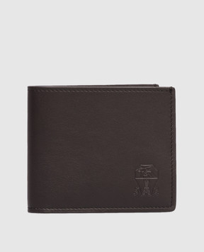 Brunello Cucinelli Коричневый кожаный портмоне с тиснением эмблемы MWZNBU006