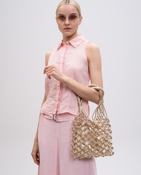 Twinset Золотистый плетеный шопер Alizée 251TD8250