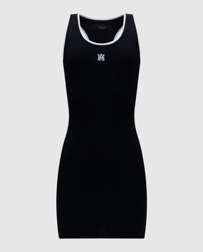 AMIRI Черное платье мини в рубчик AWKNRS1008