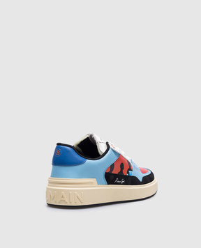 Balmain Голубые кожаные кроссовки B-Court Flip с принтом DM0VI349LPAE