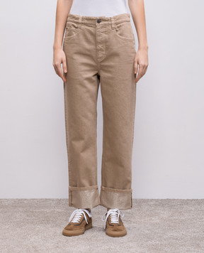 Brunello Cucinelli Бежеві джинси з патчем логотипа MA176P5994