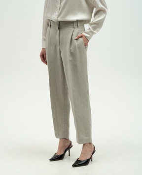 Brunello Cucinelli Серые брюки с леном MH126P8292