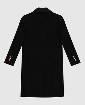Balmain Дитяче чорне двобортне пальто з вовни та кашеміру BV2A60E0086