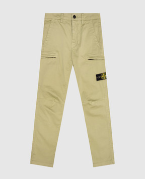 Stone Island Детские зеленые брюки карго с нашивкой логотипа. 8116310121012