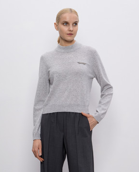 Brunello Cucinelli Сірий джемпер з кашеміру з ланцюжком моніль M12212604P