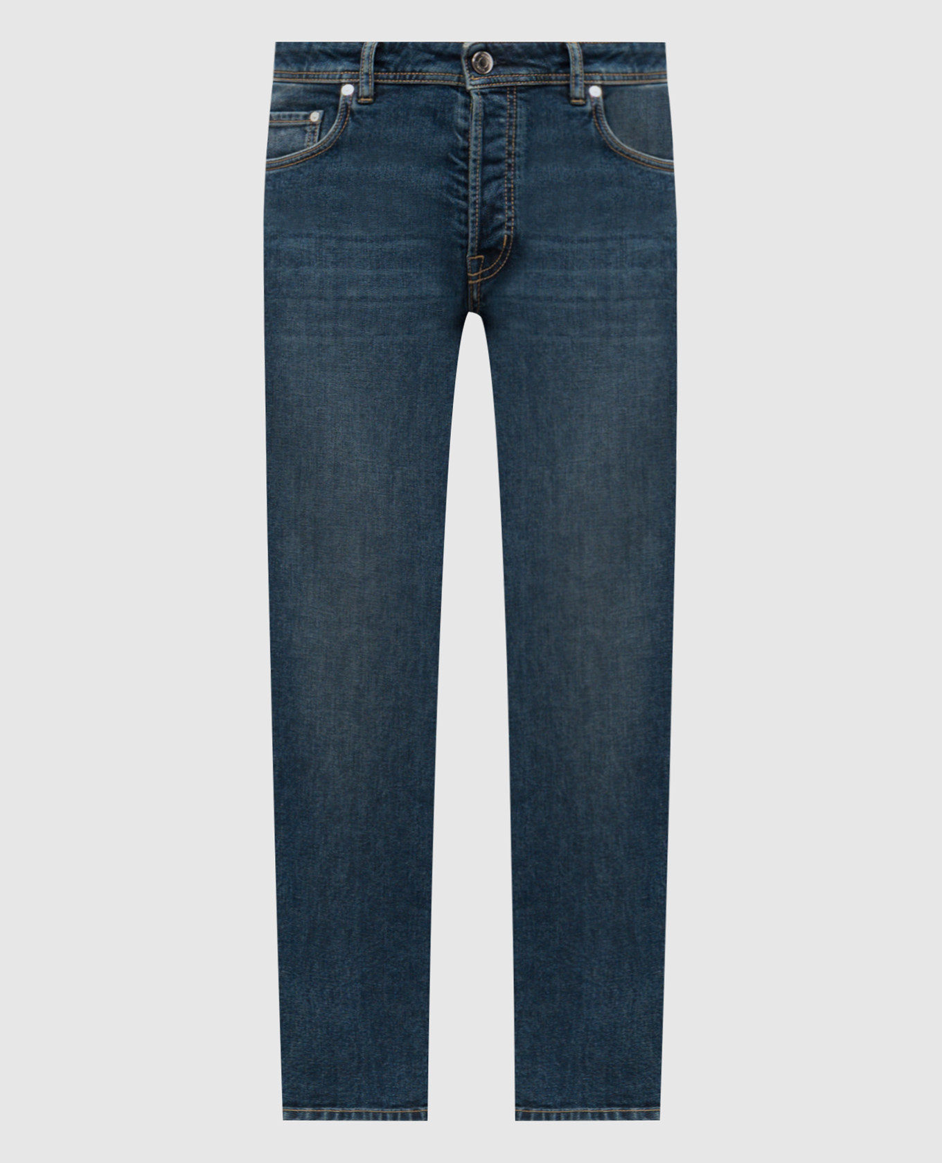 

Синие джинсы с эффектом потертости, Синий, Зауженные джинсы