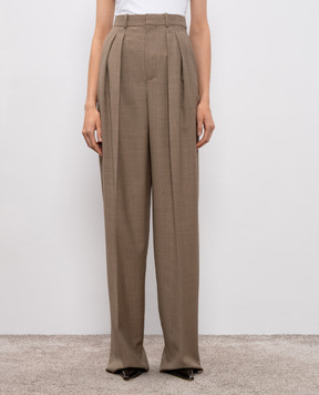 Saint Laurent Бежеві штани з вовни 824389Y1I25