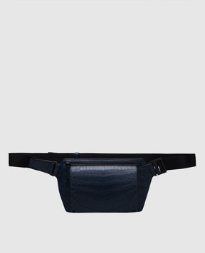 Cashmere&Whiskey Синяя поясная сумка из кожи крокодила CROCOWAISTBAG