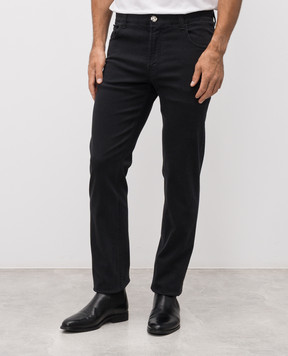Stefano Ricci Черные джинсы с вышивкой эмблемы MFT53B1090RT51BK