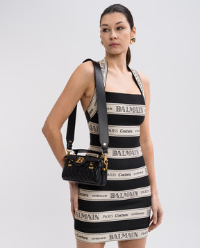 Balmain Черная кожаная сумка B-Buzz с логотипом EN1AE742LHLB