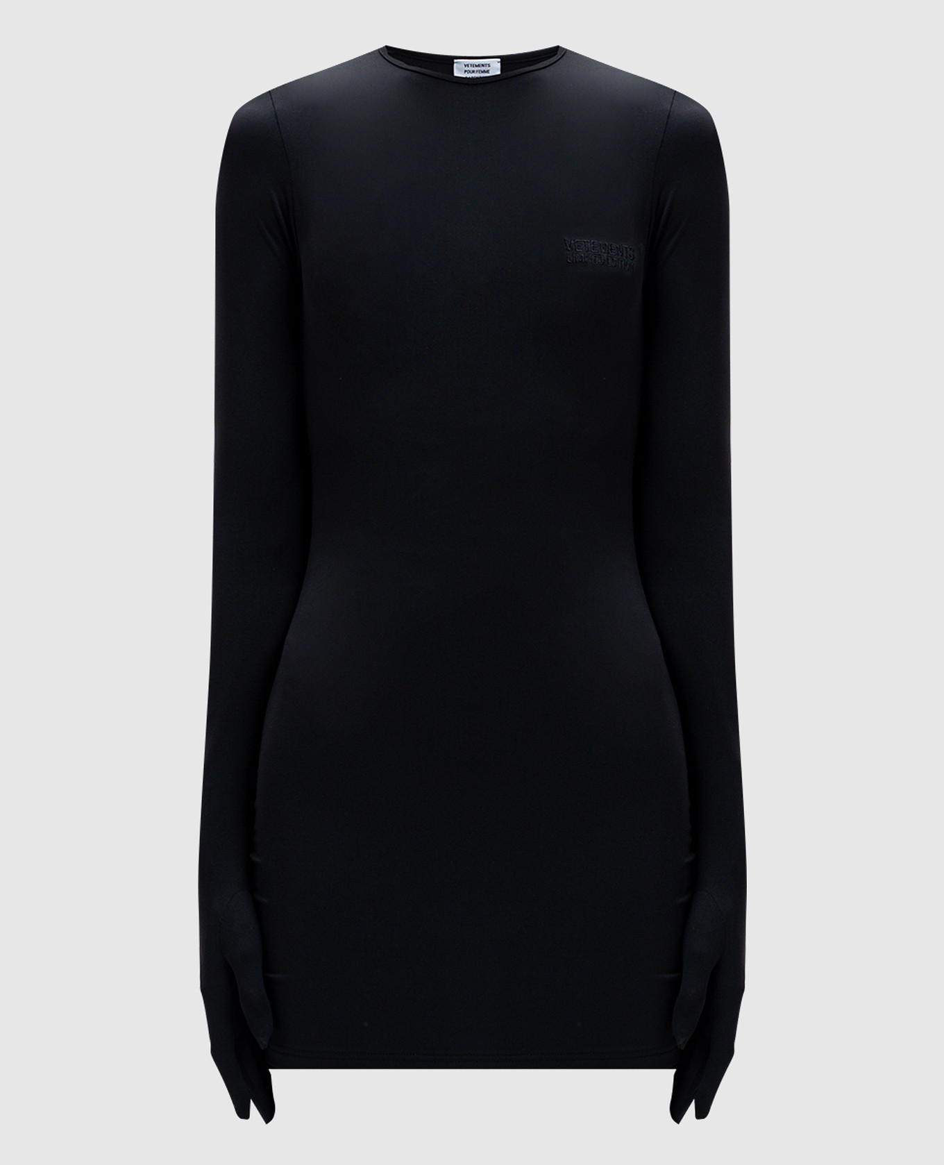 

Черное платье мини с рукавами-перчатками, Черный, Повседневные платья