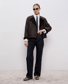Brunello Cucinelli Коричнева двостороння двобортна дублянка MPMBP7426