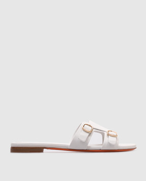 Santoni Белые кожаные шлепанцы WHPF70071HA1TLGA