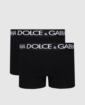 Dolce&Gabbana Набор черных трусов-боксеров с логотипом. M9D70JONN97