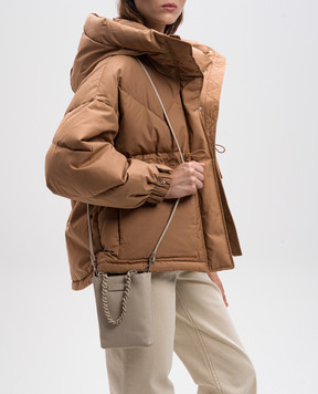 Gianni Chiarini Бежевая кожаная сумка Camilla с логотипом BS9590COMMGRN