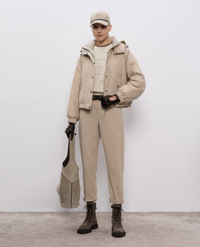 Brunello Cucinelli Коричневий топ в рубчик з ланцюжком моніль MPTC8BJ310